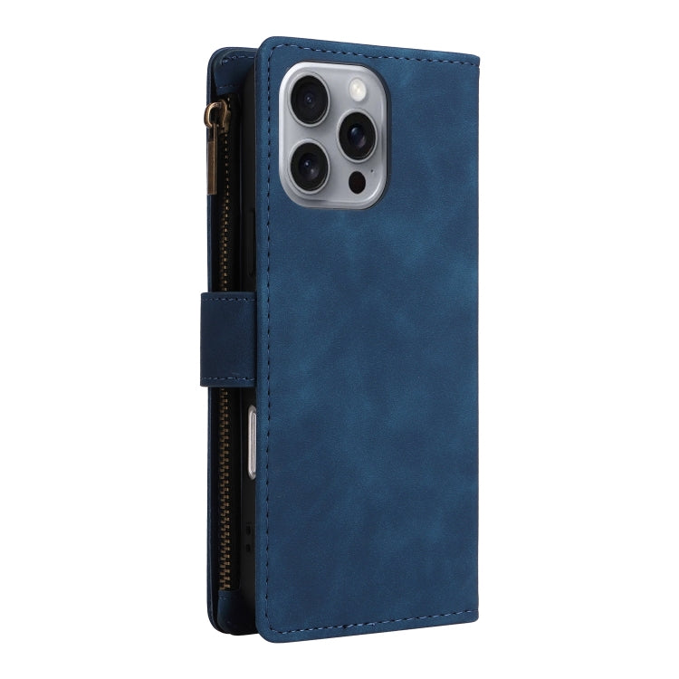 For iPhone 16 Pro Crossbody Multi-card Slot Wallet Zipper Leather Phone Case(Dark Blue) - iPhone 16 Pro Cases by PMC Jewellery | Online Shopping South Africa | PMC Jewellery | Buy Now Pay Later Mobicred