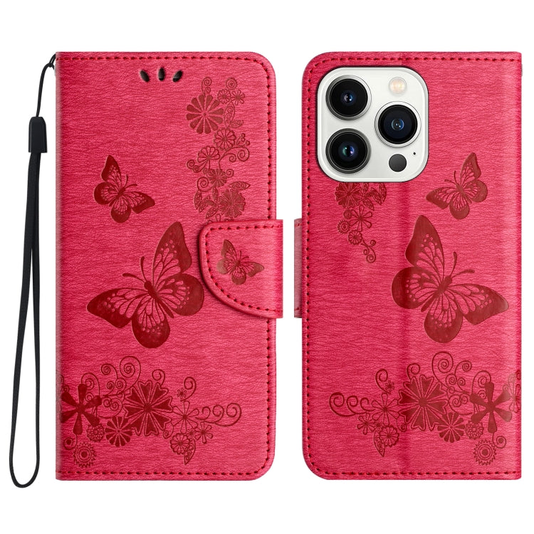 For iPhone 16 Pro Butterfly Embossed Flip Leather Phone Case(Red) - iPhone 16 Pro Cases by PMC Jewellery | Online Shopping South Africa | PMC Jewellery | Buy Now Pay Later Mobicred