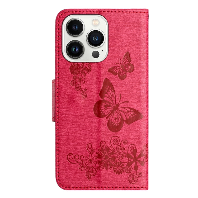 For iPhone 16 Pro Butterfly Embossed Flip Leather Phone Case(Red) - iPhone 16 Pro Cases by PMC Jewellery | Online Shopping South Africa | PMC Jewellery | Buy Now Pay Later Mobicred