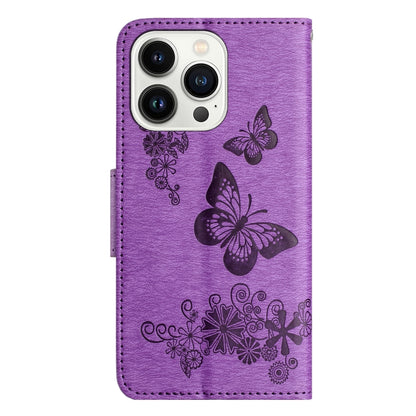 For iPhone 16 Pro Max Butterfly Embossed Flip Leather Phone Case(Purple) - iPhone 16 Pro Max Cases by PMC Jewellery | Online Shopping South Africa | PMC Jewellery | Buy Now Pay Later Mobicred