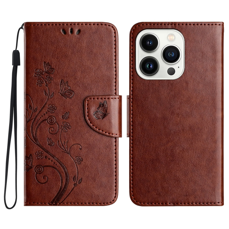 For iPhone 16 Pro Max Butterfly Flower Pattern Flip Leather Phone Case(Brown) - iPhone 16 Pro Max Cases by PMC Jewellery | Online Shopping South Africa | PMC Jewellery | Buy Now Pay Later Mobicred