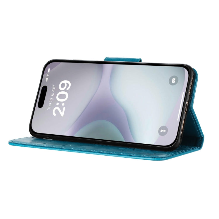 For iPhone 16 Plus Butterfly Flower Pattern Flip Leather Phone Case(Blue) - iPhone 16 Plus Cases by PMC TechLife | Online Shopping South Africa | PMC TechLife | Buy Now Pay Later Mobicred