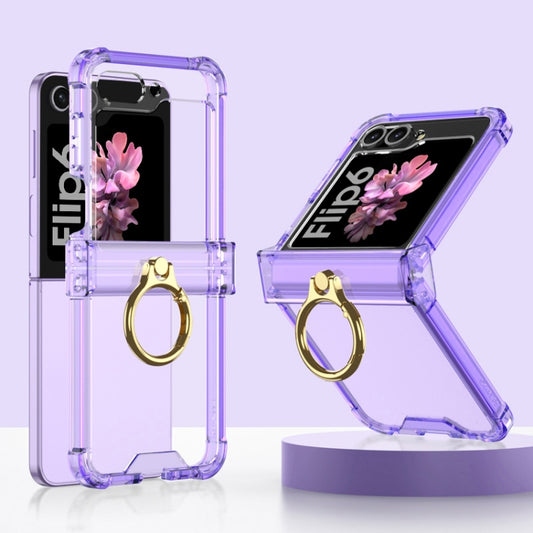 For Samsung Galaxy Z Flip6 Gkk Airbag Hinge Silicone Phone Case with Ring Holder(Transparent Purple) - Galaxy Z Flip6 5G Cases by GKK | Online Shopping South Africa | PMC Jewellery | Buy Now Pay Later Mobicred