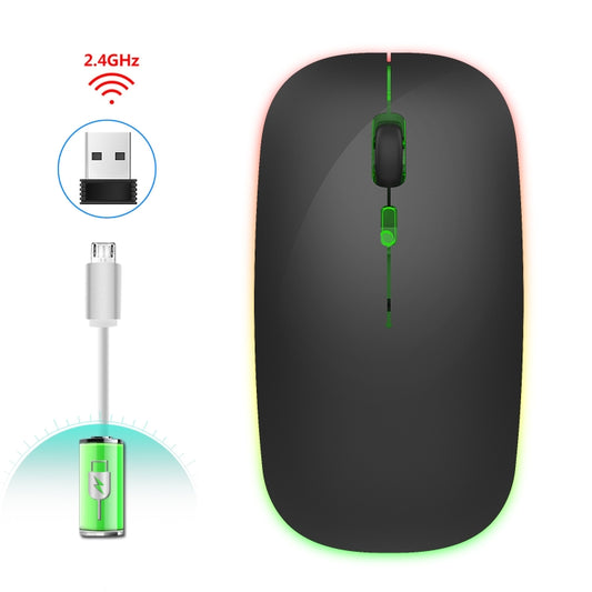 HXSJ M40 2.4GHZ 800,1200,1600dpi Third Gear Adjustment Colorful Wireless Mouse USB Rechargeable(Black) - Wireless Mice by HXSJ | Online Shopping South Africa | PMC Jewellery | Buy Now Pay Later Mobicred