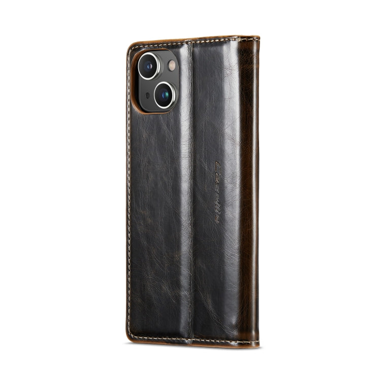 For iPhone 15 Plus CaseMe 003 Crazy Horse Texture Leather Phone Case(Coffee) - iPhone 15 Plus Cases by CaseMe | Online Shopping South Africa | PMC Jewellery | Buy Now Pay Later Mobicred