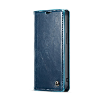 For iPhone 15 CaseMe 003 Crazy Horse Texture Leather Phone Case(Blue) - iPhone 15 Cases by CaseMe | Online Shopping South Africa | PMC Jewellery | Buy Now Pay Later Mobicred