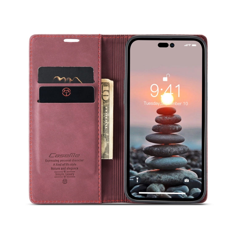 For iPhone 15 Pro CaseMe 013 Multifunctional Horizontal Flip Leather Phone Case(Wine Red) - free shipping - PMC Jewellery - Order now!