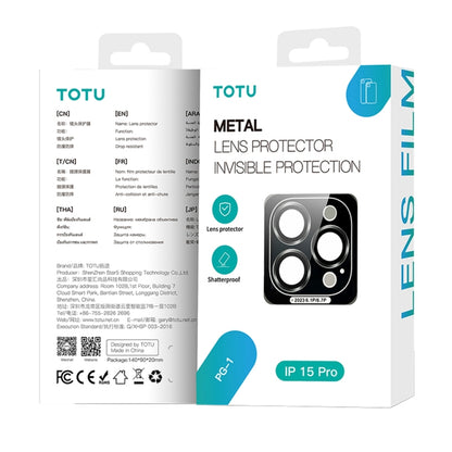 For iPhone 15 Plus TOTU PG-1 Golden Shield Series Metal Frame Lens Protector(Black) - Lens & Accessories by TOTUDESIGN | Online Shopping South Africa | PMC Jewellery | Buy Now Pay Later Mobicred