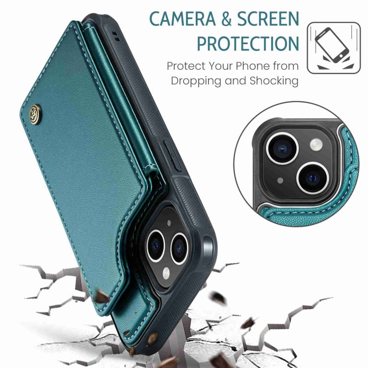 For iPhone 15 Plus CaseMe C22 Card Slots Holder RFID Anti-theft Phone Case(Blue Green) - iPhone 15 Plus Cases by CaseMe | Online Shopping South Africa | PMC Jewellery | Buy Now Pay Later Mobicred