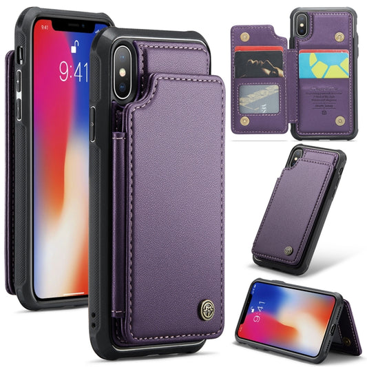 For iPhone XS / X CaseMe C22 Card Slots Holder RFID Anti-theft Phone Case(Purple) - More iPhone Cases by CaseMe | Online Shopping South Africa | PMC Jewellery | Buy Now Pay Later Mobicred