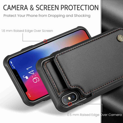 For iPhone XS / X CaseMe C22 Card Slots Holder RFID Anti-theft Phone Case(Black) - More iPhone Cases by CaseMe | Online Shopping South Africa | PMC Jewellery | Buy Now Pay Later Mobicred