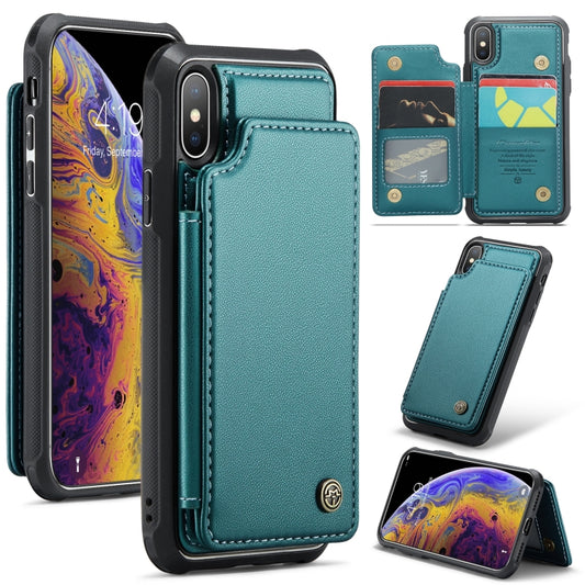 For iPhone XS Max CaseMe C22 Card Slots Holder RFID Anti-theft Phone Case(Blue Green) - More iPhone Cases by CaseMe | Online Shopping South Africa | PMC Jewellery | Buy Now Pay Later Mobicred