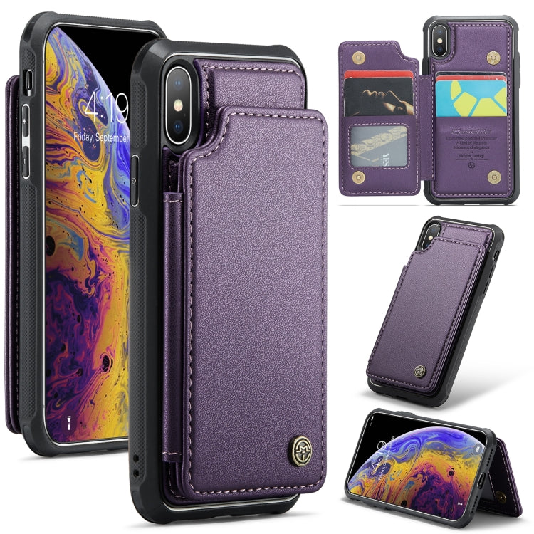 For iPhone XS Max CaseMe C22 Card Slots Holder RFID Anti-theft Phone Case(Purple) - More iPhone Cases by CaseMe | Online Shopping South Africa | PMC Jewellery | Buy Now Pay Later Mobicred