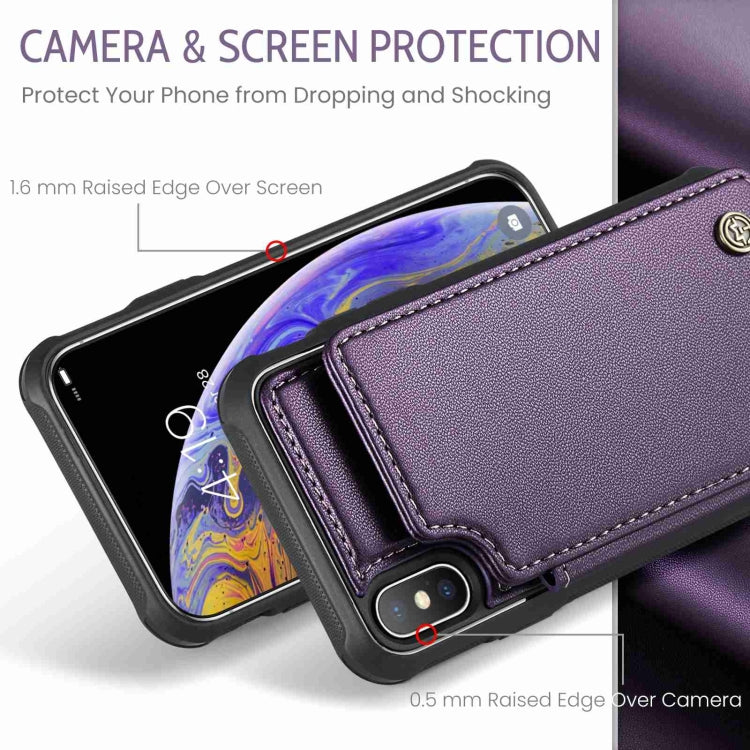 For iPhone XS Max CaseMe C22 Card Slots Holder RFID Anti-theft Phone Case(Purple) - More iPhone Cases by CaseMe | Online Shopping South Africa | PMC Jewellery | Buy Now Pay Later Mobicred