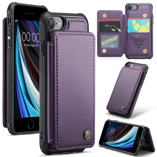 For iPhone SE 2022 / SE 2020 CaseMe C22 Card Slots Holder RFID Anti-theft Phone Case(Purple) - iPhone SE 2022 / 2020 / 8 / 7 Cases by CaseMe | Online Shopping South Africa | PMC Jewellery | Buy Now Pay Later Mobicred