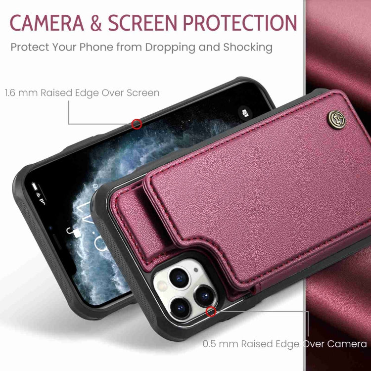 For iPhone 11 Pro Max CaseMe C22 Card Slots Holder RFID Anti-theft Phone Case(Wine Red) - iPhone 11 Pro Max Cases by CaseMe | Online Shopping South Africa | PMC Jewellery | Buy Now Pay Later Mobicred