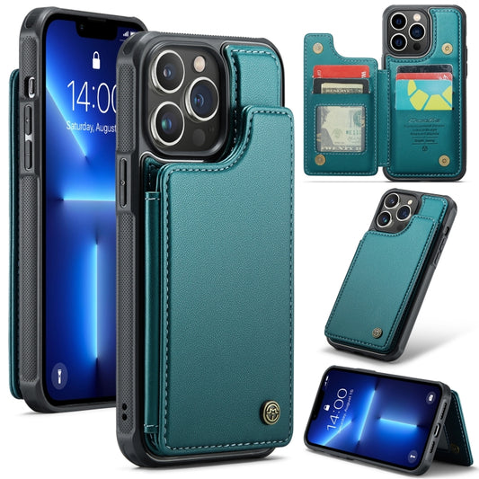 For iPhone 13 Pro Max CaseMe C22 Card Slots Holder RFID Anti-theft Phone Case(Blue Green) - iPhone 13 Pro Max Cases by CaseMe | Online Shopping South Africa | PMC Jewellery | Buy Now Pay Later Mobicred