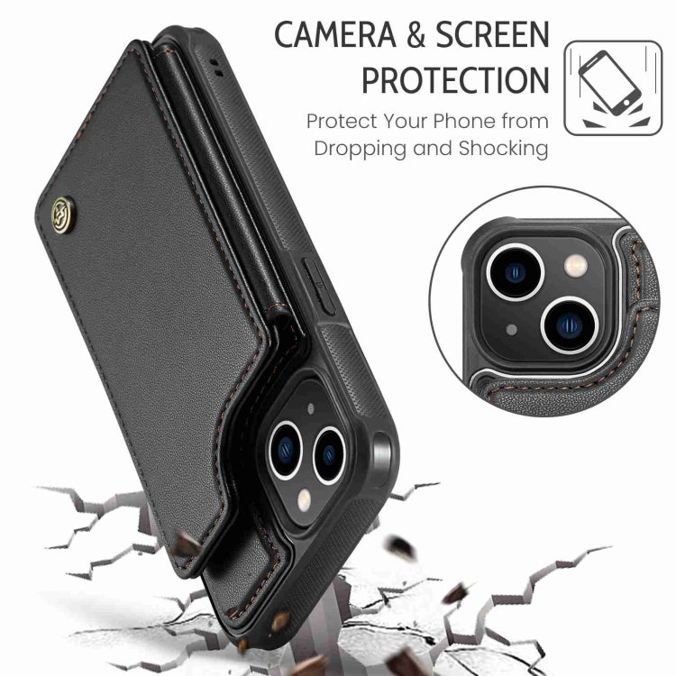 For iPhone 14 CaseMe C22 Card Slots Holder RFID Anti-theft Phone Case(Black) - free shipping - PMC Jewellery - Order now!