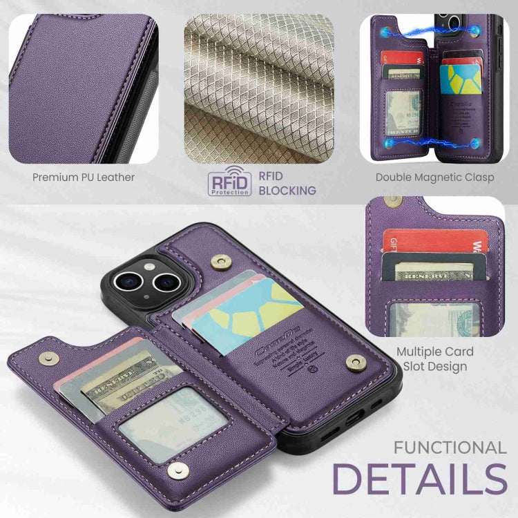 For iPhone 14 Plus CaseMe C22 Card Slots Holder RFID Anti-theft Phone Case(Purple) - iPhone 14 Plus Cases by CaseMe | Online Shopping South Africa | PMC Jewellery | Buy Now Pay Later Mobicred