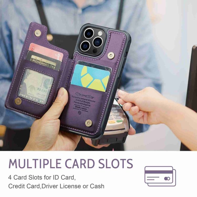 For iPhone 14 Pro CaseMe C22 Card Slots Holder RFID Anti-theft Phone Case(Purple) - iPhone 14 Pro Cases by CaseMe | Online Shopping South Africa | PMC Jewellery | Buy Now Pay Later Mobicred