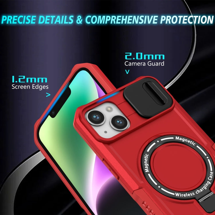 For iPhone 14 Plus Sliding Camshield Magsafe Holder TPU Hybrid PC Phone Case(Red) - iPhone 14 Plus Cases by PMC TechLife | Online Shopping South Africa | PMC TechLife