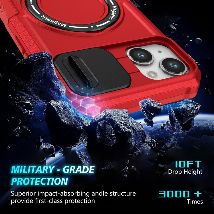 For iPhone 14 Plus Sliding Camshield Magsafe Holder TPU Hybrid PC Phone Case(Red) - iPhone 14 Plus Cases by PMC TechLife | Online Shopping South Africa | PMC TechLife