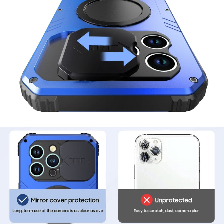 For iPhone 15 Pro Max Camera Shield MagSafe Holder Life Waterproof Phone Case(Blue) - iPhone 15 Pro Max Cases by PMC Jewellery | Online Shopping South Africa | PMC Jewellery