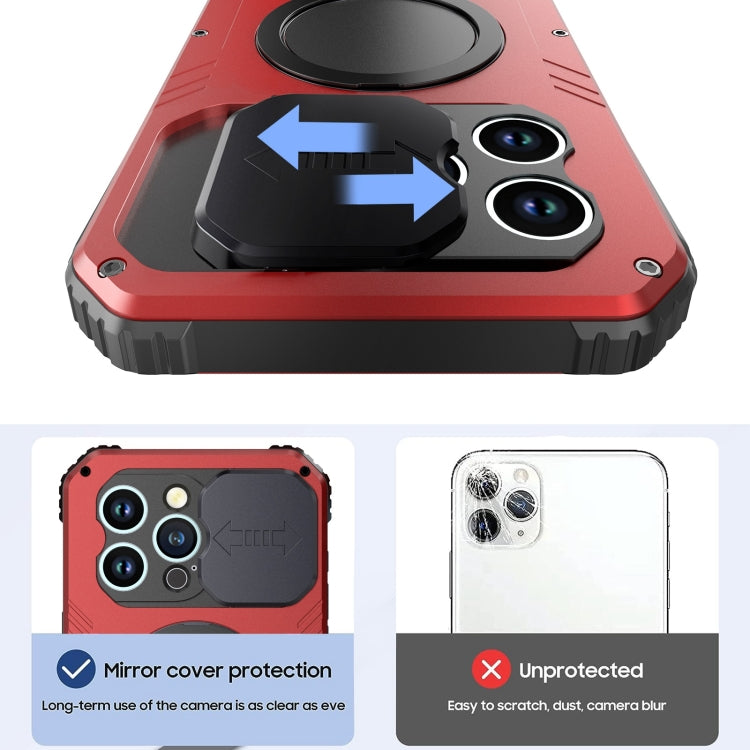 For iPhone 15 Camera Shield MagSafe Holder Life Waterproof Phone Case(Red) - iPhone 15 Cases by PMC TechLife | Online Shopping South Africa | PMC TechLife