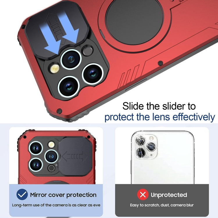 For iPhone 15 Camera Shield MagSafe Holder Life Waterproof Phone Case(Red) - iPhone 15 Cases by PMC TechLife | Online Shopping South Africa | PMC TechLife