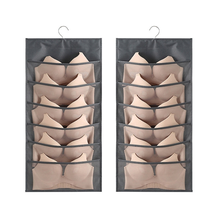 6+6 Grids Underwear Storage Bag Non-woven Double-sided Hanging Storage Bag(Grey) - Storage Bags by PMC TechLife | Online Shopping South Africa | PMC TechLife | Buy Now Pay Later Mobicred