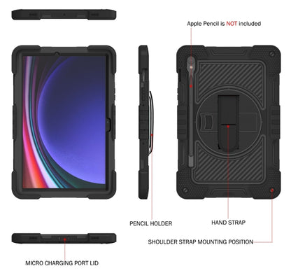 For Samsung Galaxy Tab S9 360 Degree Rotation PC Contrast Silicone Tablet Case(Black) - Galaxy Tab S9 Cases by PMC Jewellery | Online Shopping South Africa | PMC Jewellery | Buy Now Pay Later Mobicred