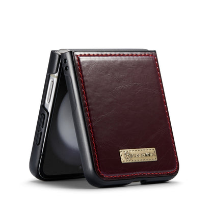 For Samsung Galaxy Z Flip5 CaseMe 003 PU + PC Business Style Crazy Horse Texture Leather Phone Case(Mulberry Red) - Galaxy Z Flip5 Cases by CaseMe | Online Shopping South Africa | PMC Jewellery | Buy Now Pay Later Mobicred