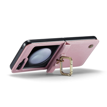 For Samsung Galaxy Z Flip5 CaseMe 003 PU + PC Business Style Crazy Horse Texture Ring Leather Phone Case with Lanyard(Pink) - Galaxy Z Flip5 Cases by CaseMe | Online Shopping South Africa | PMC Jewellery | Buy Now Pay Later Mobicred