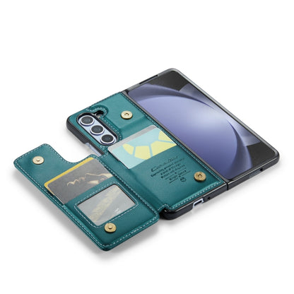 For Samsung Galaxy Z Fold5 CaseMe C22 PC+TPU Business Style RFID Anti-theft Leather Phone Case(Blue Green) - Galaxy Z Fold5 Cases by CaseMe | Online Shopping South Africa | PMC Jewellery | Buy Now Pay Later Mobicred