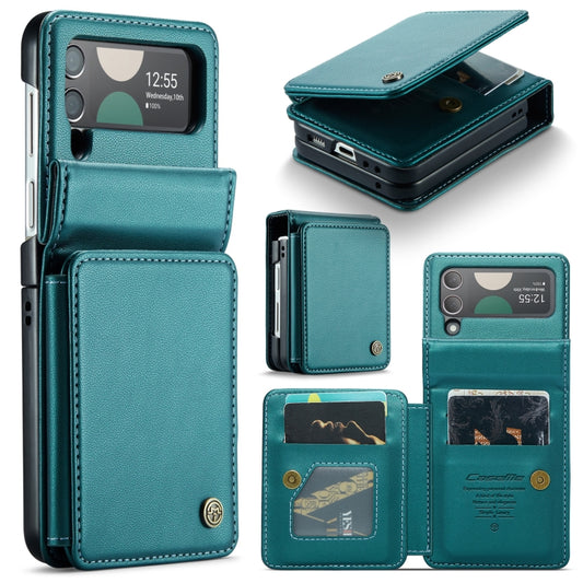 For Samsung Galaxy Z Flip4 5G CaseMe C22 PC+TPU Business Style RFID Anti-theft Leather Phone Case(Blue Green) - Galaxy Z Flip4 5G Cases by CaseMe | Online Shopping South Africa | PMC Jewellery | Buy Now Pay Later Mobicred