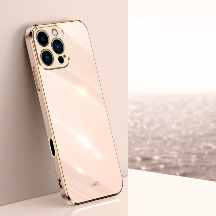 For iPhone 16 Pro Max XINLI Straight Edge 6D Electroplate TPU Phone Case(Pink) - free shipping - PMC Jewellery - Order now!
