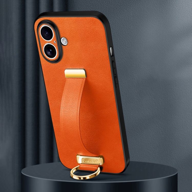 For iPhone 16 SULADA Tide Cool Series PC + Leather Texture Skin Feel Phone Case(Orange) - iPhone 16 Cases by SULADA | Online Shopping South Africa | PMC Jewellery | Buy Now Pay Later Mobicred