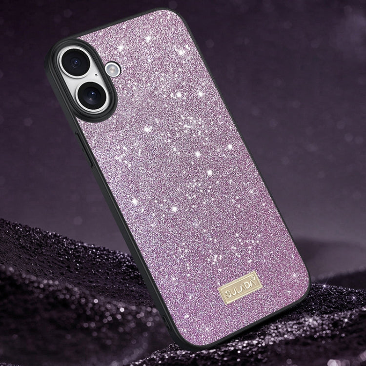 For iPhone 16 Plus SULADA Glittery PC Hybrid TPU Handmade Leather Phone Case(Purple) - iPhone 16 Plus Cases by SULADA | Online Shopping South Africa | PMC Jewellery | Buy Now Pay Later Mobicred