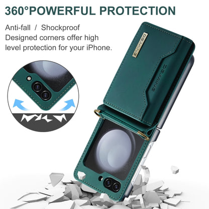 For Samsung Galaxy Z Flip5 5G DG.MING M2 Series Card Bag Magnetic Leather Phone Case(Green) - Galaxy Z Flip5 Cases by DG.MING | Online Shopping South Africa | PMC Jewellery