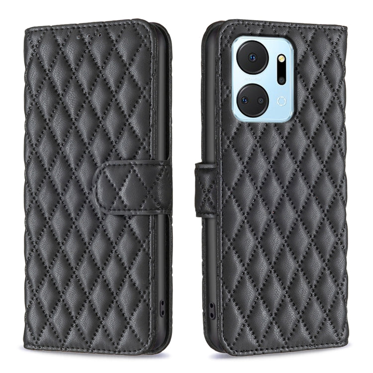 For Honor X7a Diamond Lattice Wallet Flip Leather Phone Case(Black) - Honor Cases by PMC Jewellery | Online Shopping South Africa | PMC Jewellery | Buy Now Pay Later Mobicred