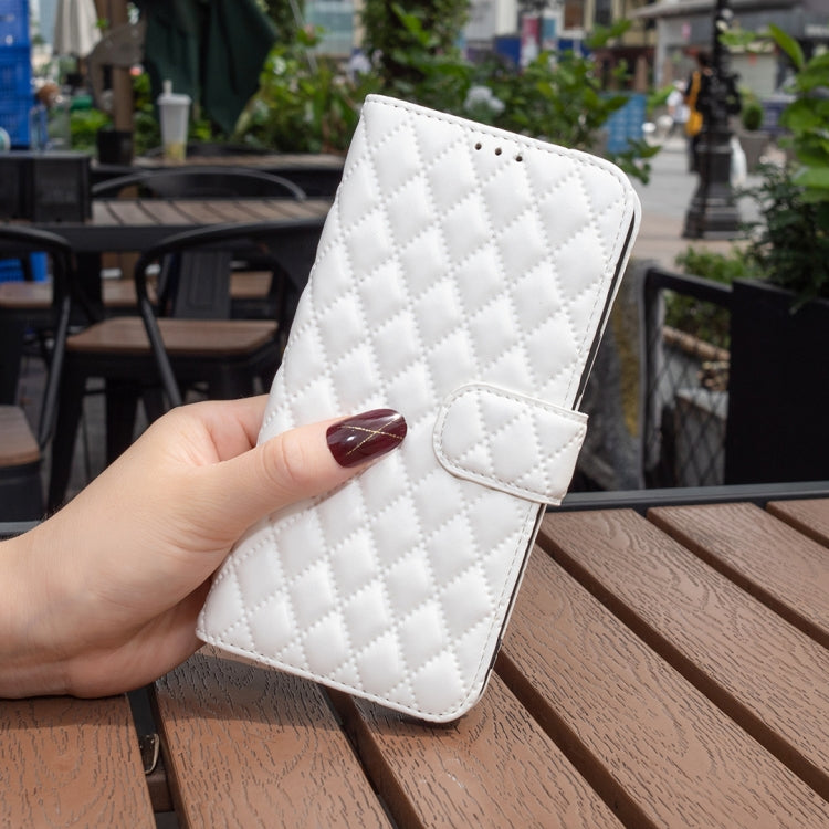 For Honor 100 Pro Diamond Lattice Wallet Flip Leather Phone Case(White) - Honor Cases by PMC TechLife | Online Shopping South Africa | PMC TechLife | Buy Now Pay Later Mobicred