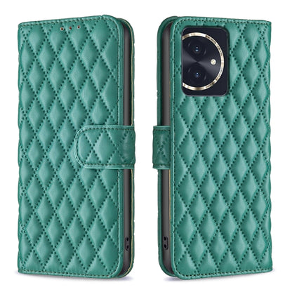 For Honor 100 Diamond Lattice Wallet Flip Leather Phone Case(Green) - Honor Cases by PMC Jewellery | Online Shopping South Africa | PMC Jewellery | Buy Now Pay Later Mobicred