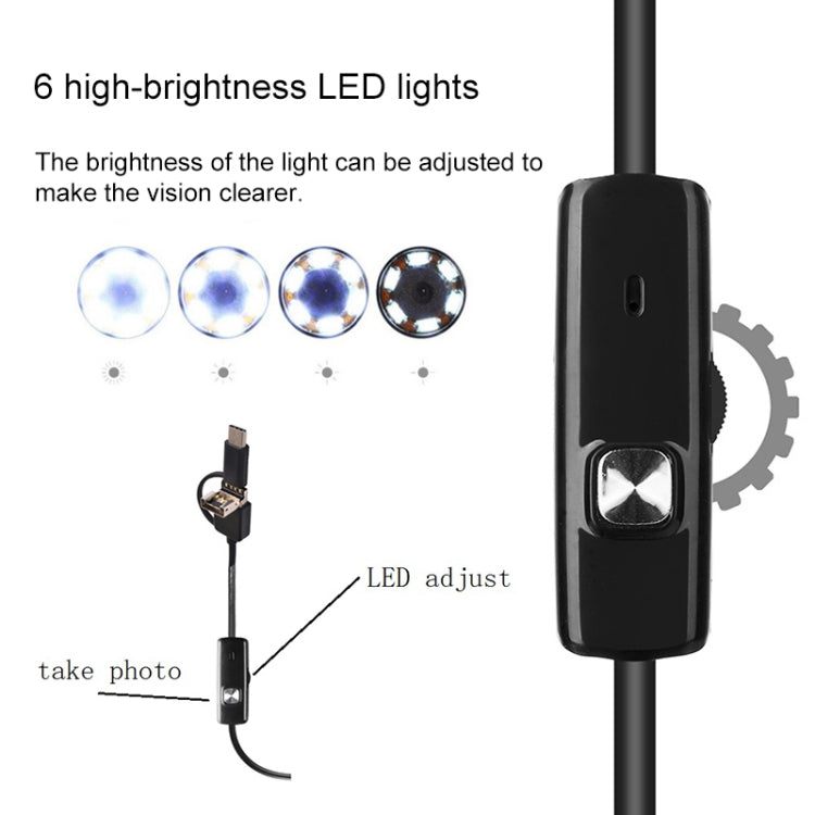 AN100 3 in 1 IP67 Waterproof USB-C / Type-C + Micro USB + USB HD Endoscope Snake Tube Inspection Camera for Parts of OTG Function Android Mobile Phone, with 6 LEDs, Lens Diameter:5.5mm(Length: 1m) -  by PMC Jewellery | Online Shopping South Africa | PMC Jewellery | Buy Now Pay Later Mobicred