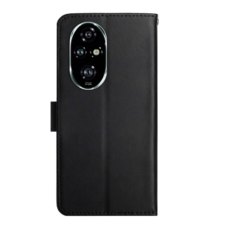 For Honor 200 Pro 5G Global HT02 Genuine Leather Fingerprint-proof Flip Phone Case(Black) - Honor Cases by PMC TechLife | Online Shopping South Africa | PMC TechLife | Buy Now Pay Later Mobicred