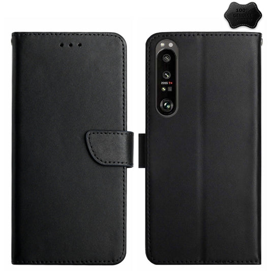 For Sony Xperia 1 VI Genuine Leather Fingerprint-proof Horizontal Flip Phone Case(Black) - Sony Cases by PMC Jewellery | Online Shopping South Africa | PMC Jewellery | Buy Now Pay Later Mobicred