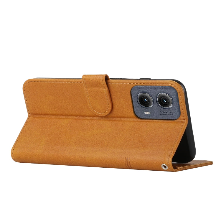 For Motorola Edge 2024 Stitching Calf Texture Buckle Leather Phone Case(Yellow) - Motorola Cases by PMC Jewellery | Online Shopping South Africa | PMC Jewellery | Buy Now Pay Later Mobicred