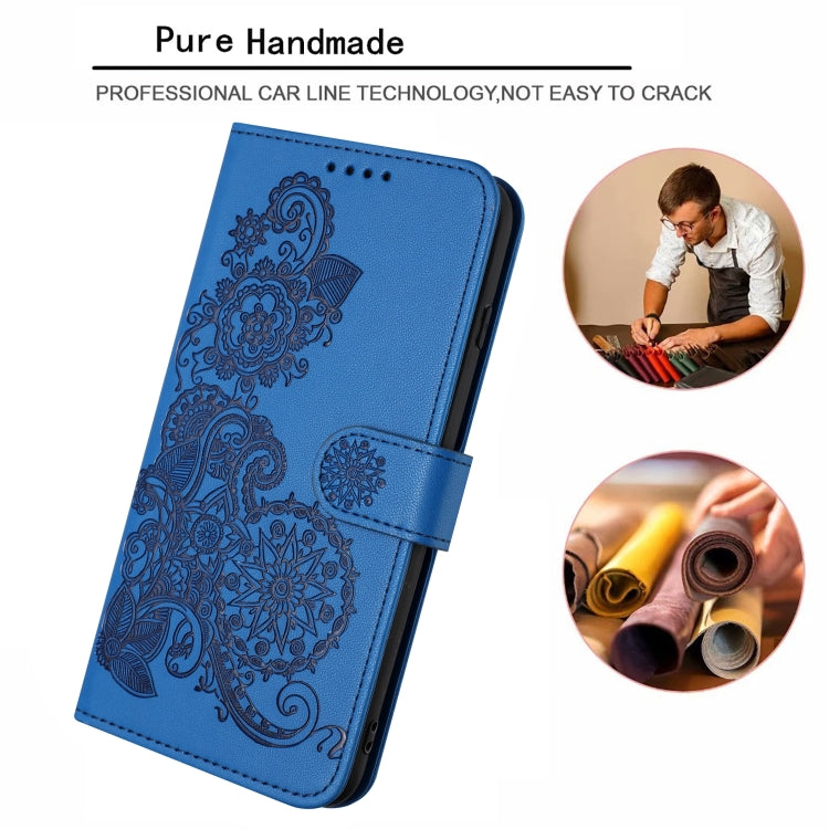 For Motorola Moto E13 Datura Flower Embossed Flip Leather Phone Case(Blue) - Motorola Cases by PMC Jewellery | Online Shopping South Africa | PMC Jewellery | Buy Now Pay Later Mobicred