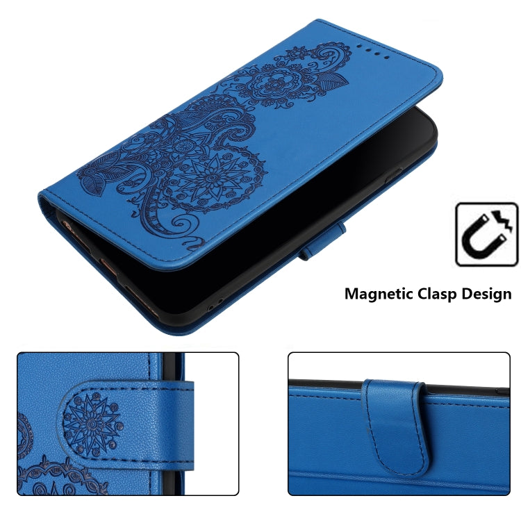 For Motorola Moto E13 Datura Flower Embossed Flip Leather Phone Case(Blue) - Motorola Cases by PMC TechLife | Online Shopping South Africa | PMC TechLife | Buy Now Pay Later Mobicred