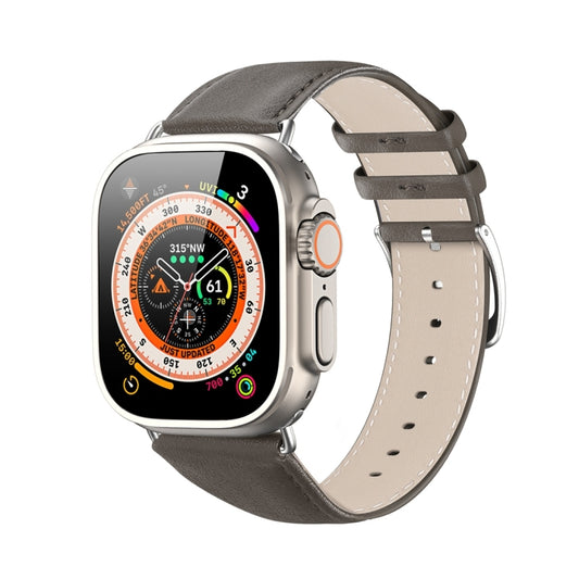 For Apple Watch 9 45mm DUX DUCIS YS Series Genuine Leather Watch Band(Grey) - Watch Bands by DUX DUCIS | Online Shopping South Africa | PMC Jewellery | Buy Now Pay Later Mobicred