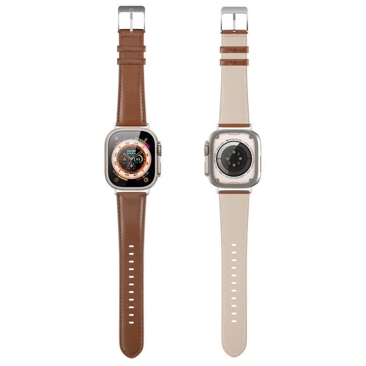 For Apple Watch 2 38mm DUX DUCIS YS Series Genuine Leather Watch Band(Brown) - Watch Bands by DUX DUCIS | Online Shopping South Africa | PMC Jewellery | Buy Now Pay Later Mobicred